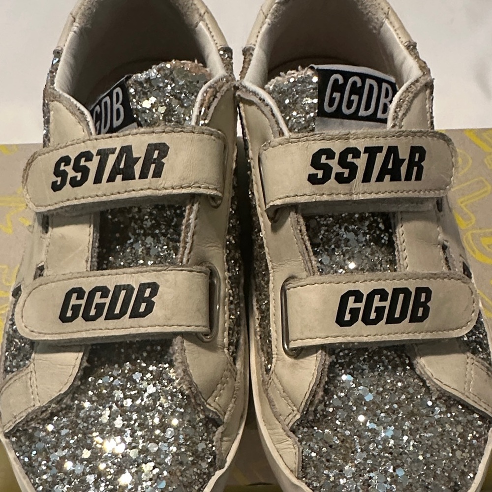 Golden Goose Kids Glitter Velcro Sneakers in Silver - Picture 4 of 11